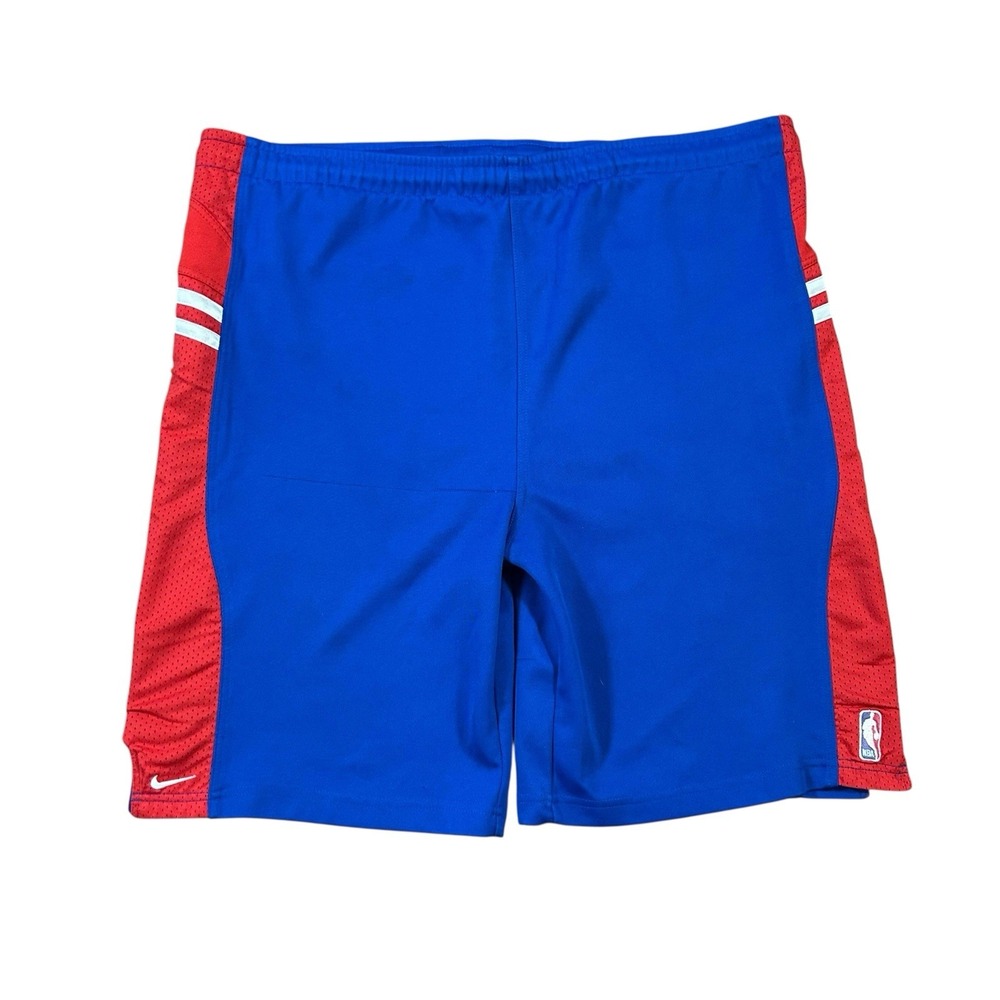 Detroit Pistons Nike Team Blue Red Practice Shorts Size XL Drawstring